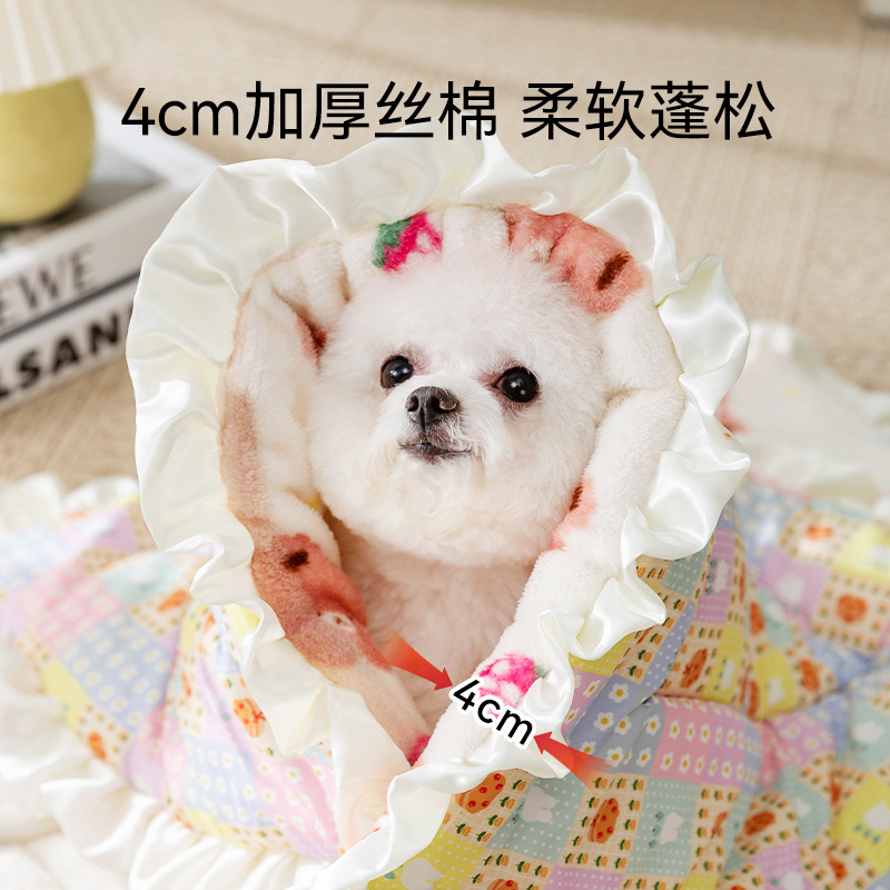 Estilo coreano primavera y verano pequeño floral Four Seasons Universal Pet Mat perro estera para dormir perrera gato nido dos lados Otoño e Invierno estera