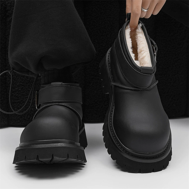 Зимние новые бархатные утолщенные ботинки дерби толстые подошвы увеличены