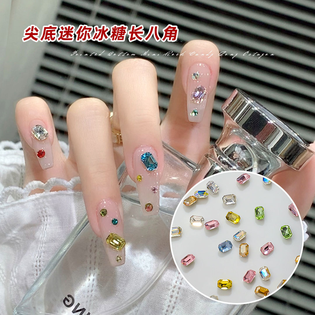 인터넷 연예인 인기 K9 크리스탈 미니 뾰족한 바닥 팔각형 다이아몬드 네일 아트 쥬얼리 웨어러블 네일 수제 DIY 혼합 팩 30 개