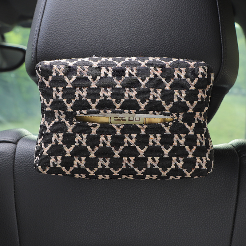 Internet Celebrity Goddess Car Tissue Box Jacquard Multifunctional Hanging Paper Box DIY Car Armrest Box Tissue Box