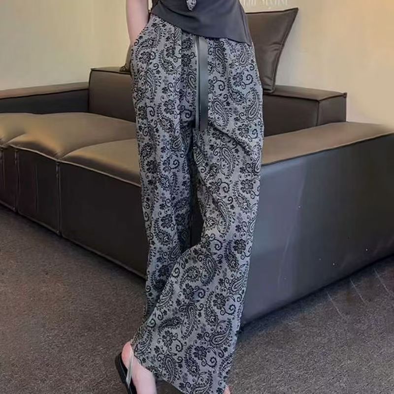 双口袋款棉绸休闲裤女士夏季薄款九分裤加长显瘦阔腿裤大码直筒裤|undefined