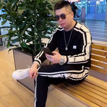 2024秋季时尚百搭修身小脚运动裤舒适卫衣男士休闲两件套