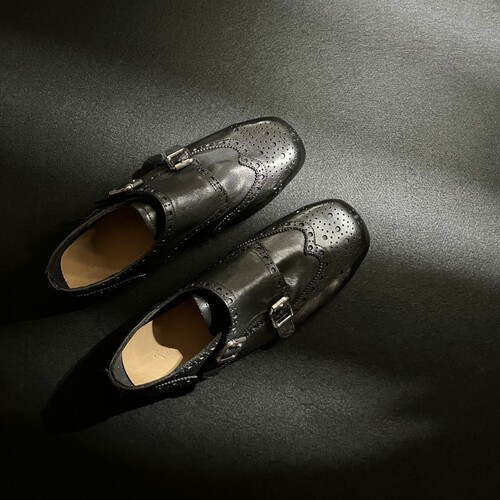 Vintage genuine leather hand-carved small shoes, new English-style double-buckle single shoes, comfortable height-lifting loafers for women