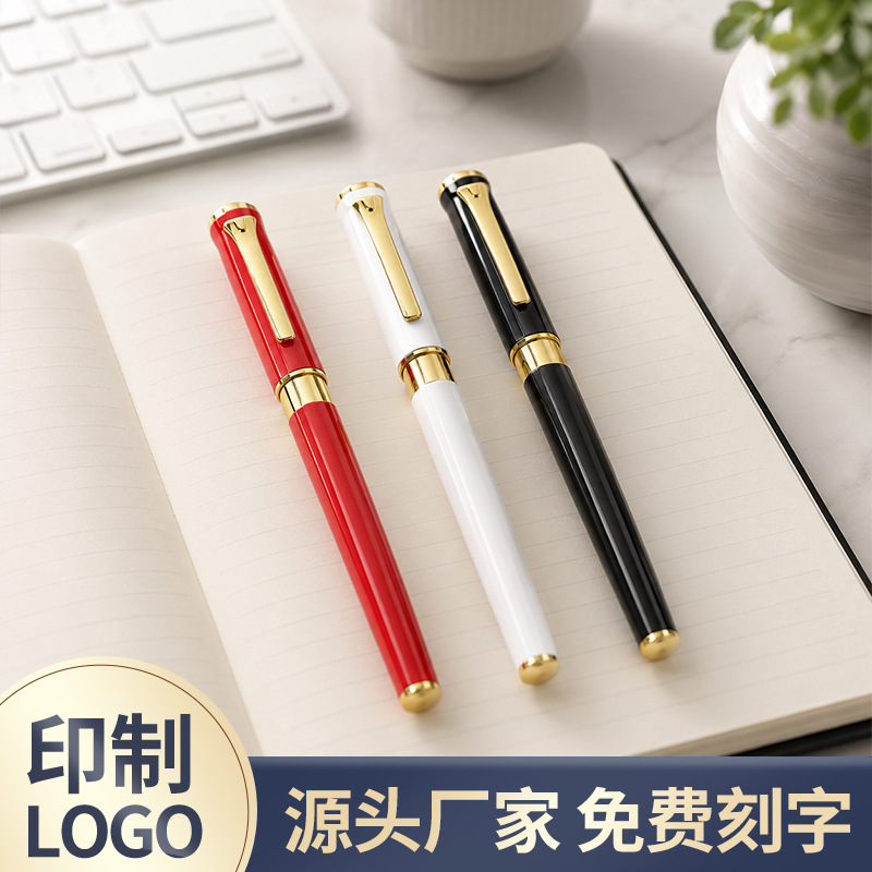 Manufacturer wholesale black metal ballpoint pens, cap-pull metal pens, corporate business promotional gift pens, ballpoint pens