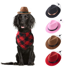 Wholesale Creative New Pet Hats Dog Cowboy Hat Triangle Scarf Set Headband Cat Funny Headgear 