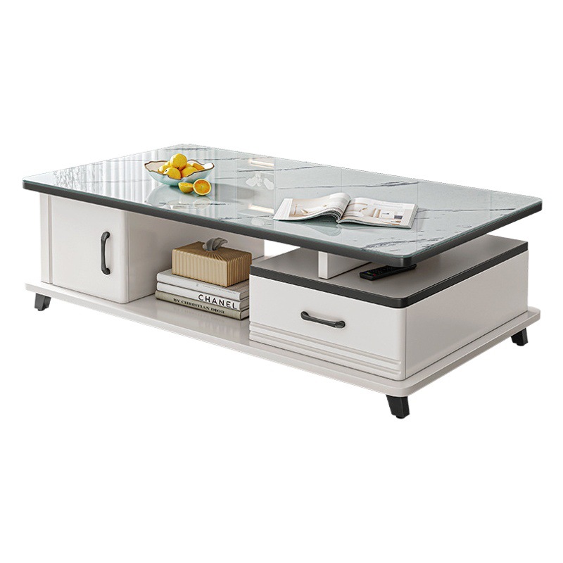 Mesa de café sala de estar hogar pequeño apartamento luz lujo 2021 nueva mesa de té simple mesa de té de vidrio redonda moderna