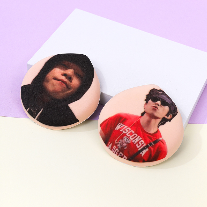 Fábrica personalizada 100 puntos de soplo de polvo de algodón de azúcar sin comer polvo q maquillaje bomba esponja cojín de aire estrella logotipo de impresión al por mayor