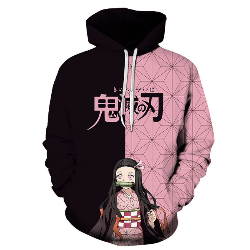 跨境现货日漫鬼灭之刃3d印花卫衣男士欧美带帽宽松版套头3D数码|undefined