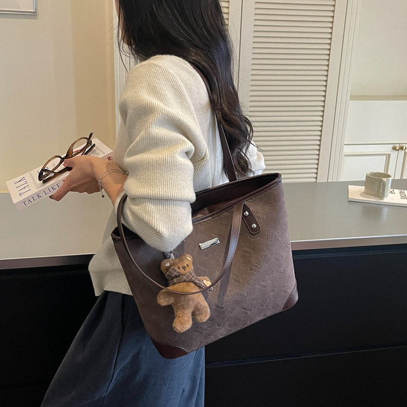 Túi xách tay nữ dáng tote đeo vai/nách , thiết kế tối giản dung lượng lớn — Kaki không có mặt dây chuyền, Màu cà phê Không có mặt dây chuyền, Màu nâu không có mặt dây chuyền, Đen không có mặt dây chuyền chi tiết 23
