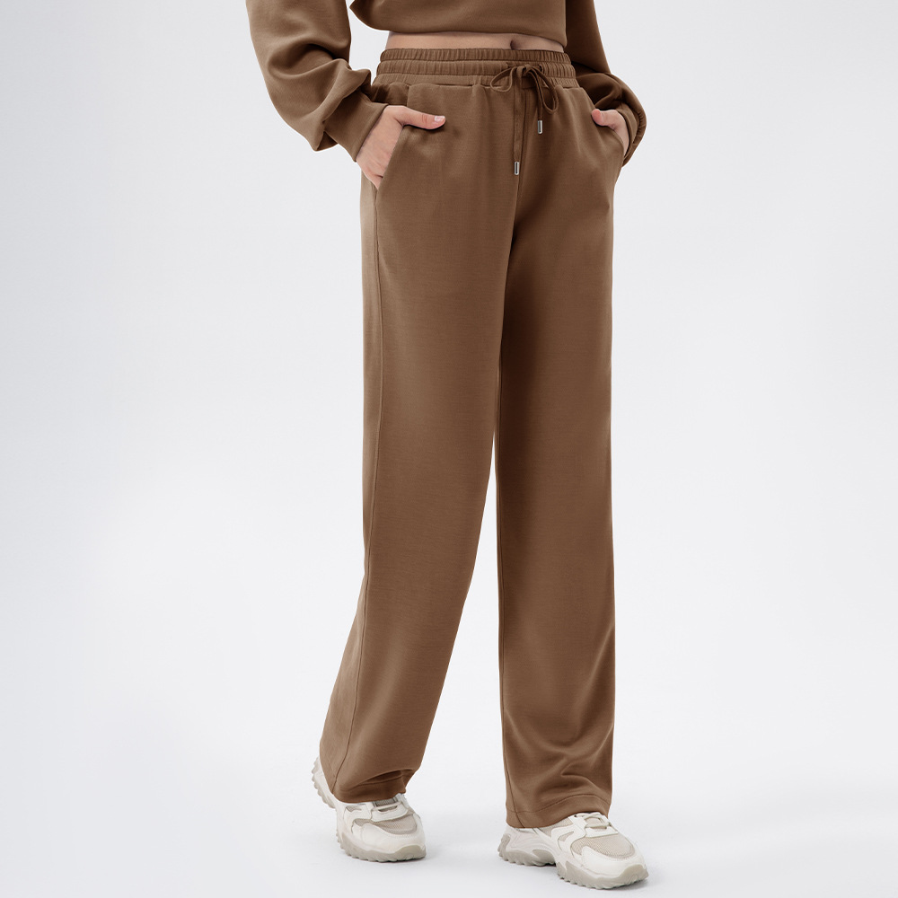 女性の秋冬のヨガのスポーツのズボンのモーダルのゆったりしているレジャーのランニングのズボンの高腰のフィットネスのストレートなズボンの42311