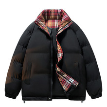 立领面包服男冬季新款加厚保暖宽松拼接迷彩棉袄青年时尚百搭外套