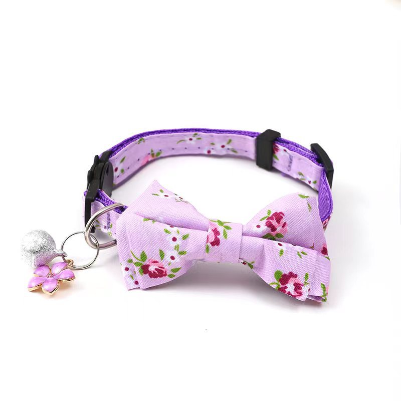 Productos para mascotas transfronterizos al por mayor serie de flores verdes collar de mascotas collar de arco desmontable collar de perro collar de gato