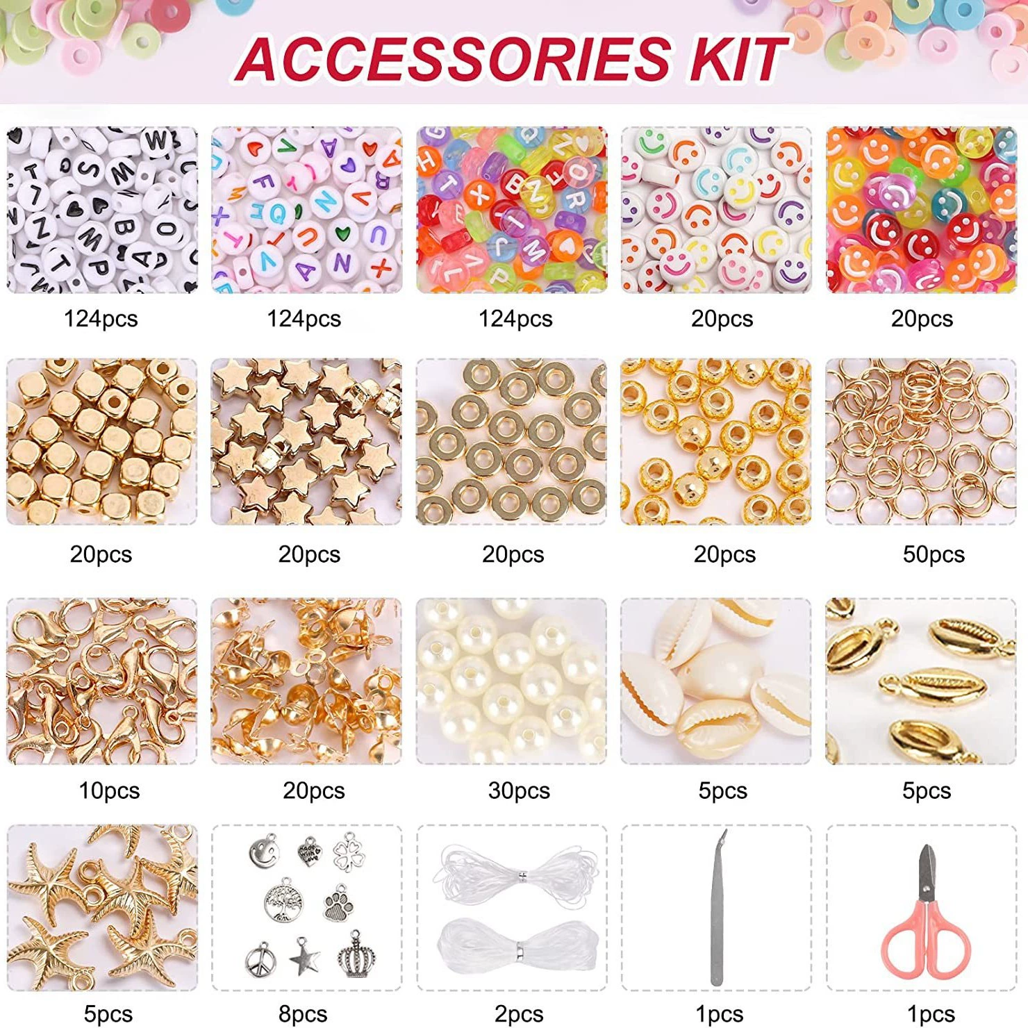 Multicoloured ceramics, fashionable clay, bracelet handmade, necklace, jewelry, set, 144 colors