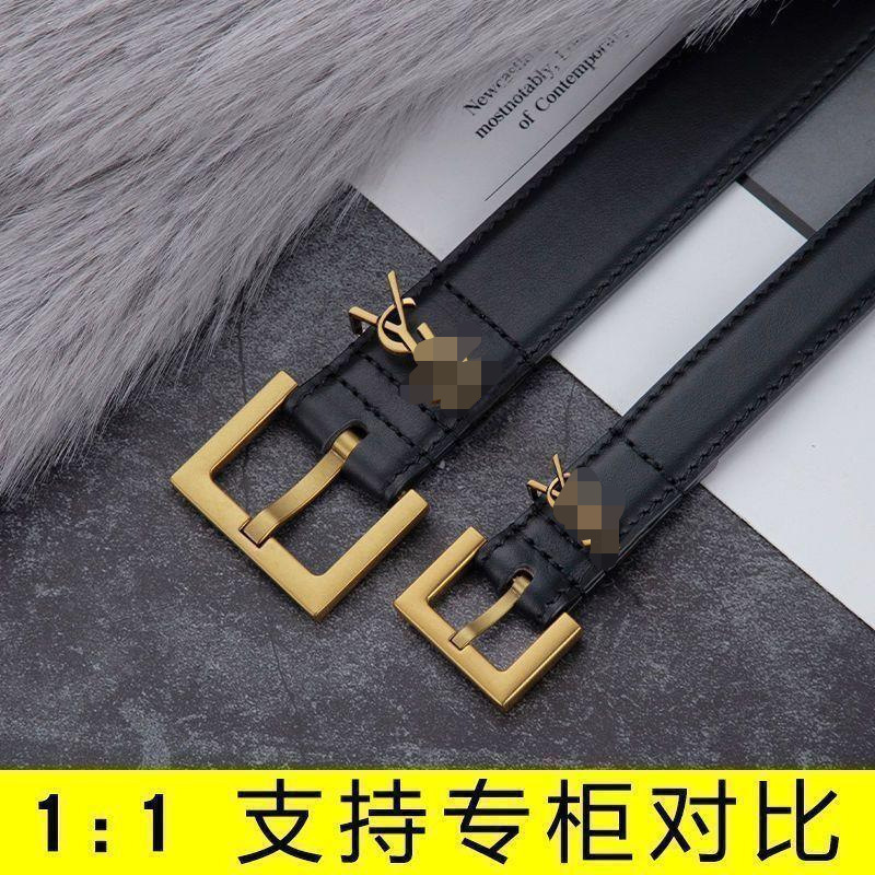 Yang Shulin Genuine Leather Belt for Women, Decorative Pin Buckle Belt for Dresses and Jeans, Versatile Belt