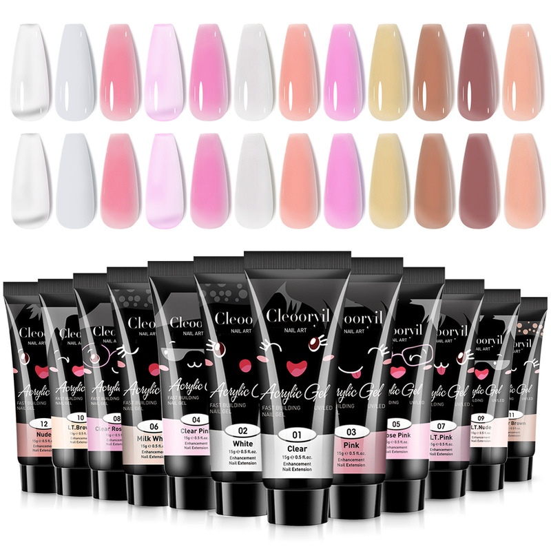 Cross-Border Manicure Extension Glue Uv Solid Paper-Free Tray Quick Extension Crystal Model Glue Nail Crystal Glue 15ml