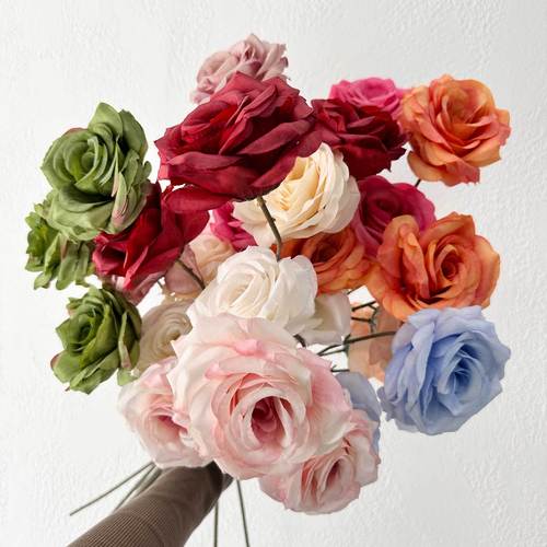 3 Sweetheart Rose Artificial Flowers Wedding Hall Engagement Party Decoration Fake Flower Stage Setup Flower Path Guide Flower Arrangement