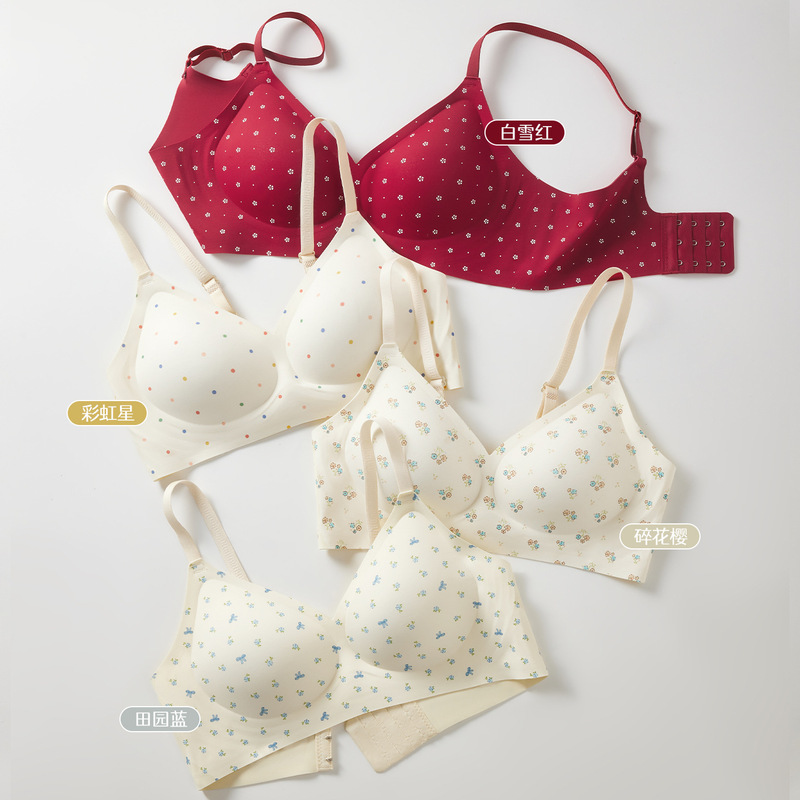 Pastoral Floral Girl Bra, Seamless, Beautiful Back, Anti-Sagging, Summer Thin Bra, Small Chest Gathering Underwear for Women Pastoral Floral Girl Bra, Seamless, Beautiful Back, Anti-Sagging, Summer Thin Bra, Small Chest Gathering Underwear for Women