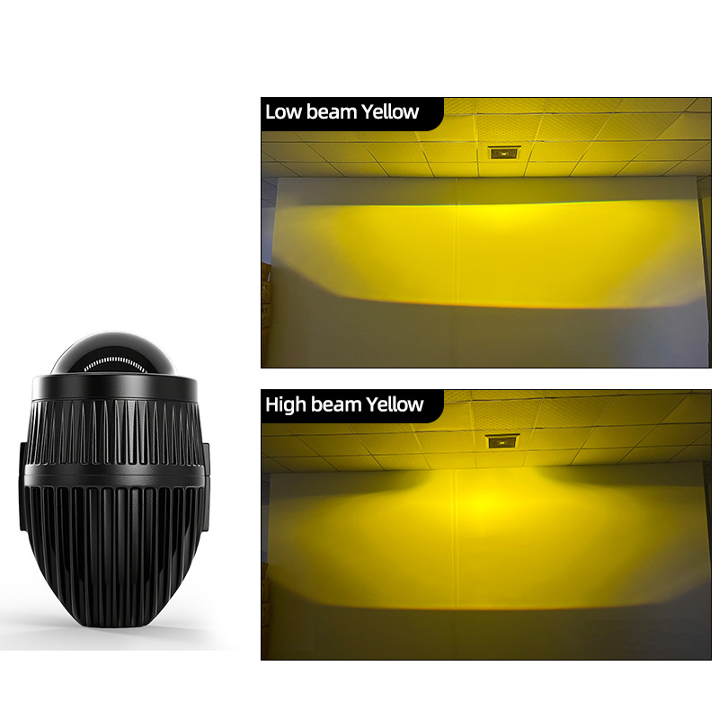 2.0 Inch automóvil doble luz LED lente de luz blanca amarillo azul limón tricolor ultra brillante lejos y cerca doble luz en uno image 8