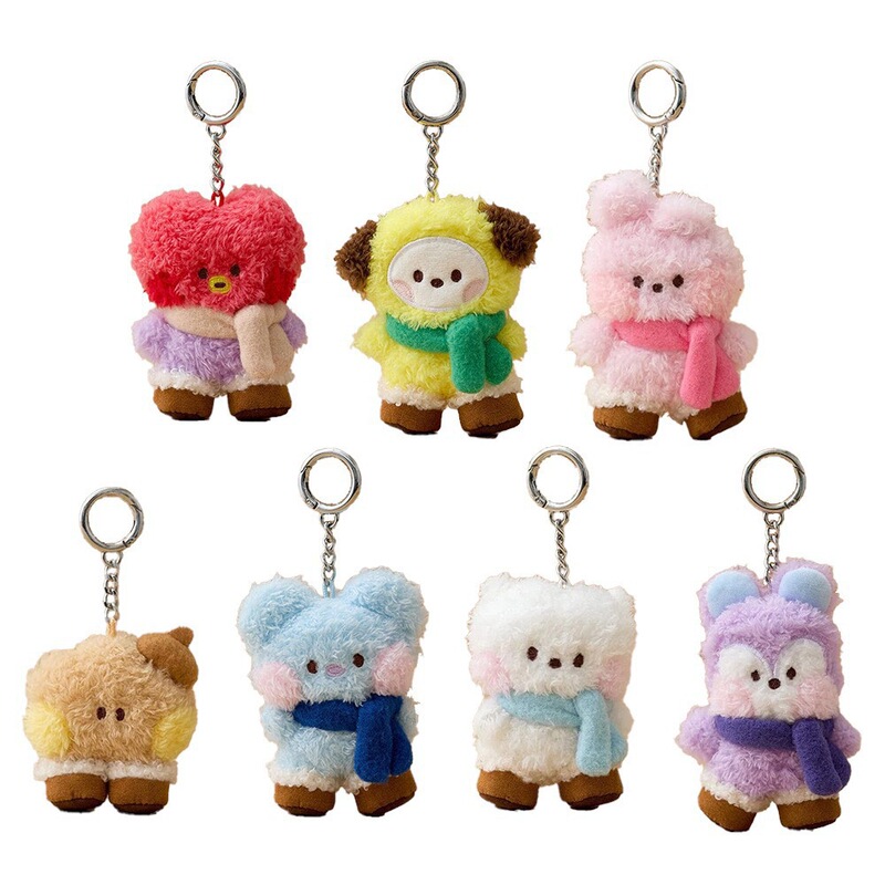 New Bt21 Bts Idol Mini Minini Scarf Keychain Plush Doll Pendant School Bag