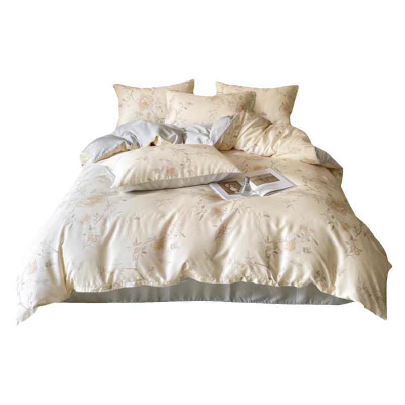 Juego de cuatro piezas de Tiansi, cama desnuda de verano, funda de edredón de seda de hielo, juego de tres piezas, ropa de cama de lujo ligera de alta calidad