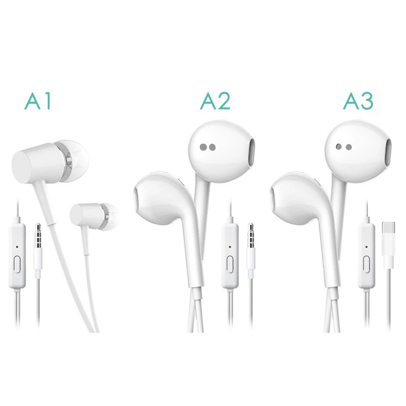 In-ear Headphones A3/A8 Type-C & 3.5 mm Wired Earphones, Hi‑Fi Bass, Compatible Huawei Xiaomi