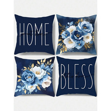T 40492 Blue gold floral pillowcase ���𻨻ܱ����׿羳��