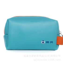 定制美妆专柜赠品橙蓝撞色pu皮时尚化妆包源头工厂  彩妆包包厂家