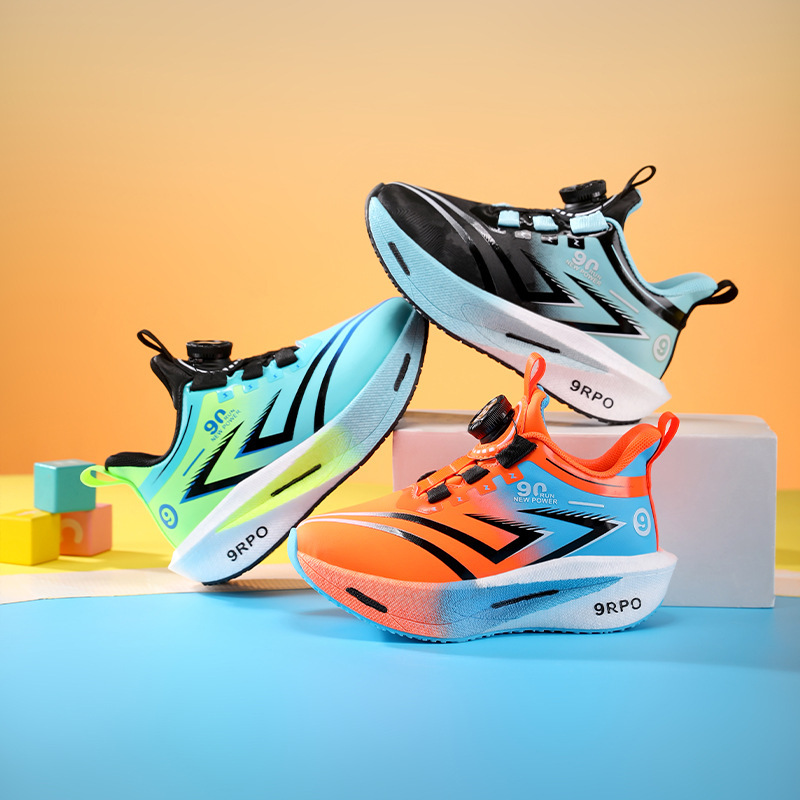 Niño conejo rojo 9pro zapatos de carrera 2025 otoño nuevo niño piel impermeable zapatos deportivos para niños zapatos de carrera antideslizantes