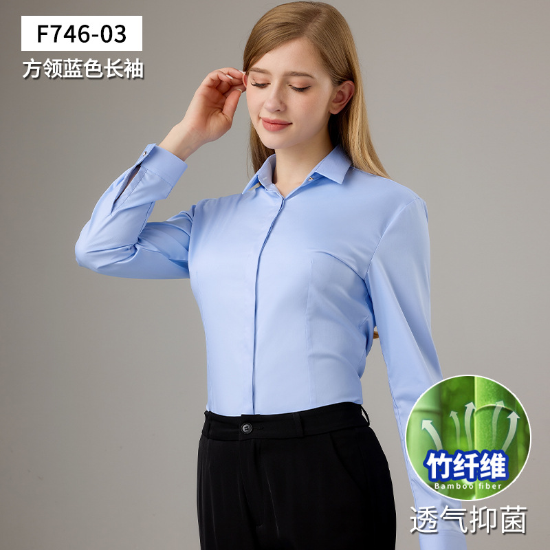 [bamboo fiber long sleeves] blue square collar / 35/s (recommended 42.5-47.5kg )