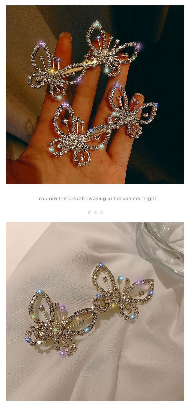 Brillante Mariposa Aleación Enchapado Diamantes De Imitación Pinza Para El Cabello display picture 3