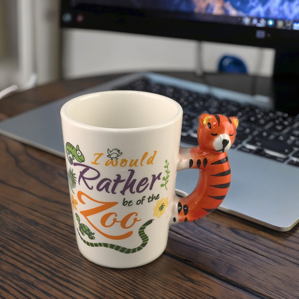 Inventario creativo de cerámica adorable tigre pequeño taza de cerámica de animación taza de cerámica de oficina