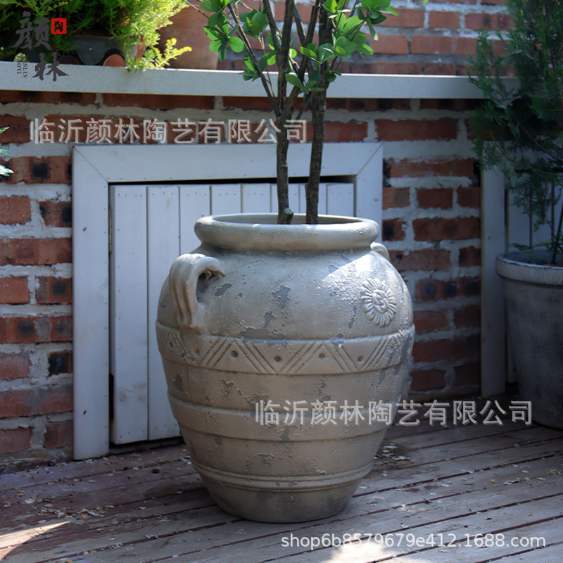 vasijas de cerámica europea antiguo maceta de cerámica roja jardín al aire libre maceta verde jardín de estilo romano jardín paisaje decoración maceta de cerámica grande