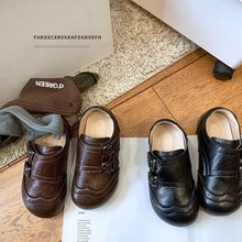 复古儿童皮鞋2025春秋女童单鞋韩版男童豆豆鞋英伦风宝宝鞋子软底