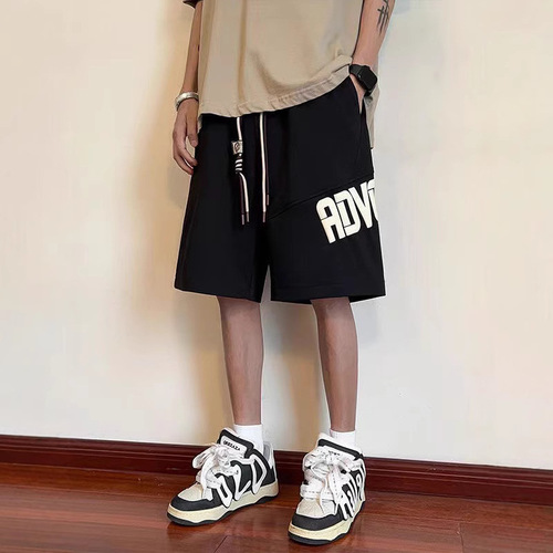 oversize high street printed casual shorts men's fashion brand sports American basketball 5 quarter pants summer thin style