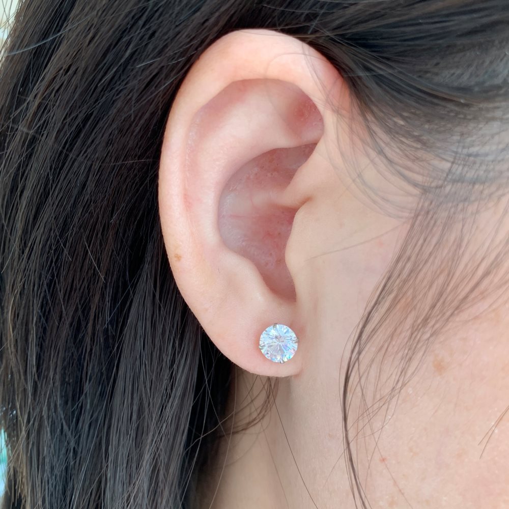 Ear Studs Classification 1 Pair Quantity 1 Pair 925 Sterling Silver Zircon Solid Color Ear Studs