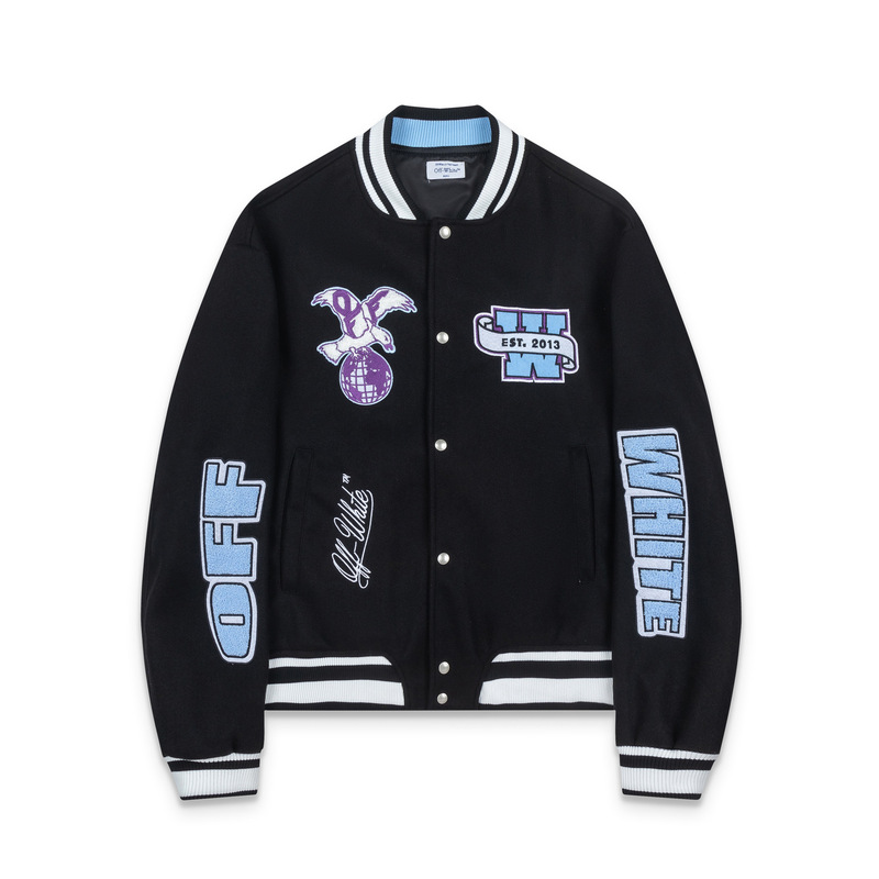 2025 Spring and Autumn New Ow Flying Eagle Earth Letter Pattern Baseball Uniform Jacket Jacket for Men and Women Same Style One Piece