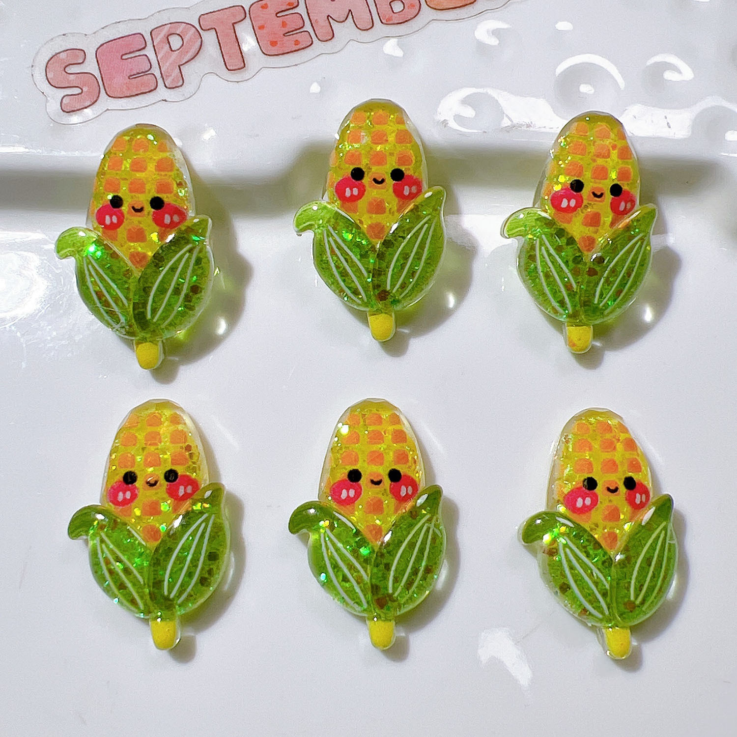 樹脂部品卸売りdiy手作りアクセサリー靴花子供頭飾りクリップ玩具abゴム夜光トウモロコシ