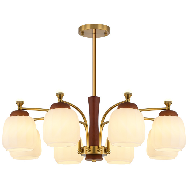 Madera sólida madera de nuez estilo americano medieval sala de estar retro lámpara de estudio dormitorio antiguo viento lámpara candelabro comedor leche