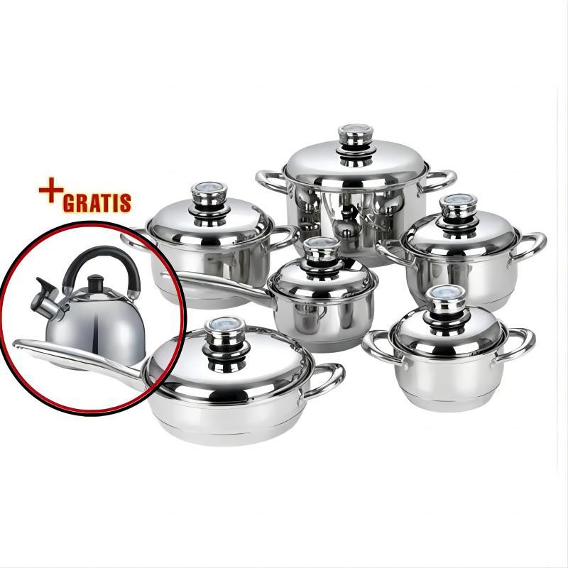 Fuente transfronteriza de olla de acero inoxidable engrosada y de fondo múltiple 15pcs combinación de olla de cocina 35pcs pot