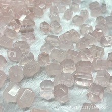 天然莫粉水晶双尖 六角柱通孔雕刻随行配件diy百搭手链手串饰品