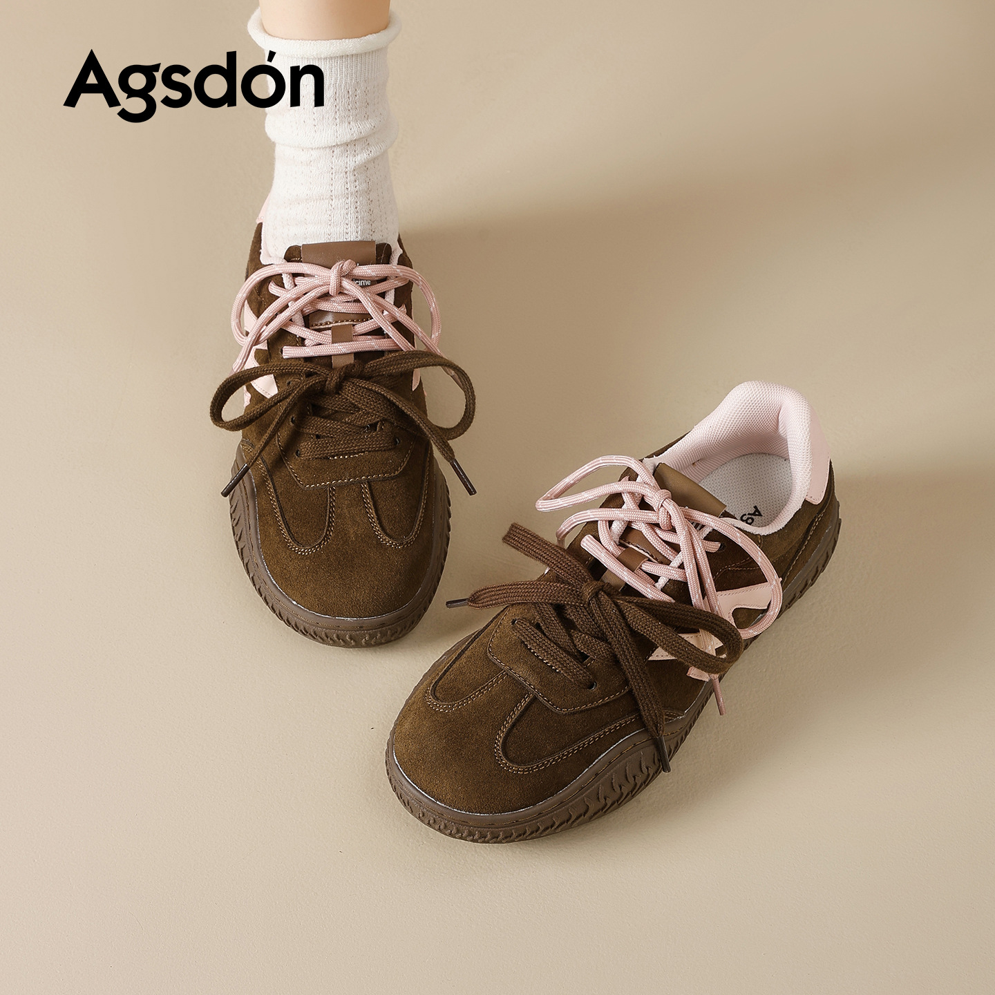 Augu Shiden retro zapatos de entrenamiento de mujeres 2026 primavera nuevo tipo de suela gruesa Gump zapatos casuales marrones suaves