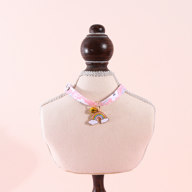 Pet Collar Cloud Rainbow Adjustable Bell Safety Buckle Cat Dog Collar