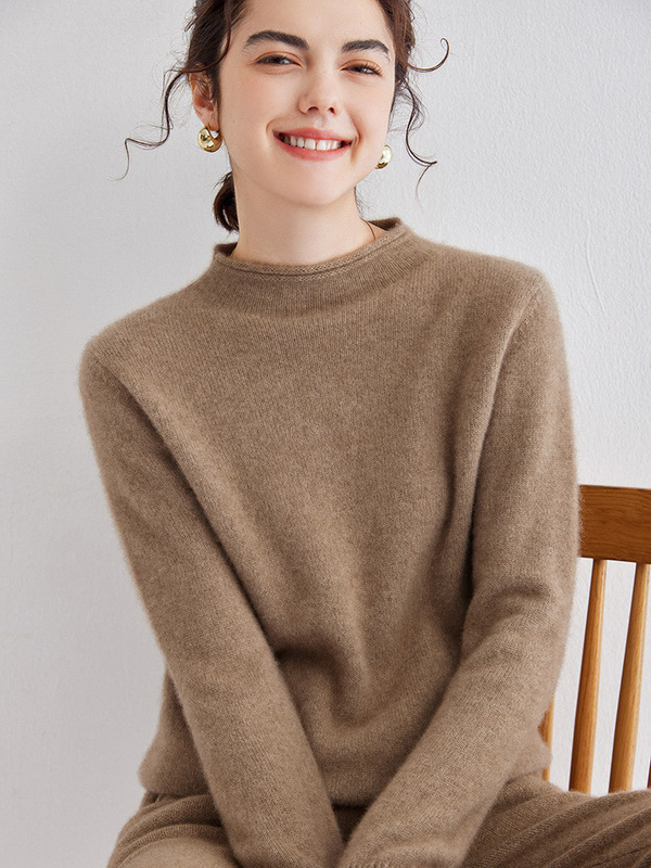 Autumn and Winter New Half-height Curl Collar Mountain Cashmere Sweater Women Loose Casual Thickened Sweater plus size Knitted Base Shirt
