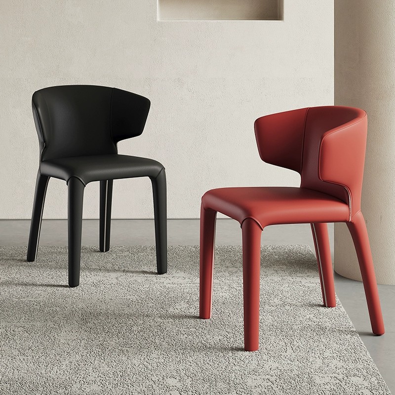 Italian Light Luxury High-End Dining Chair Home Simple Modern Leisure Designer Restaurant Backrest Minimalist Leather Chair