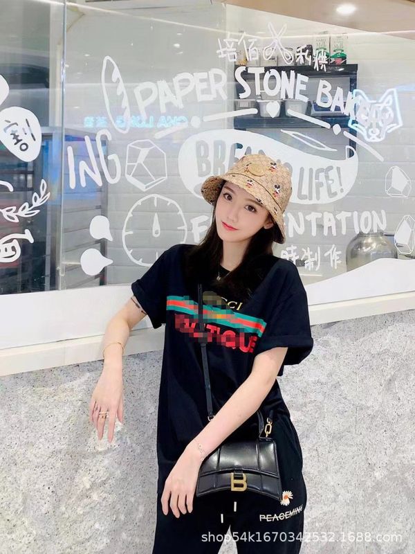 トレンドブランド Gjia Gjia ライトニングベア Tシャツ 夏 プリント ラウンドネック ゆったり 半袖 男女 カップル 親子スタイル|undefined