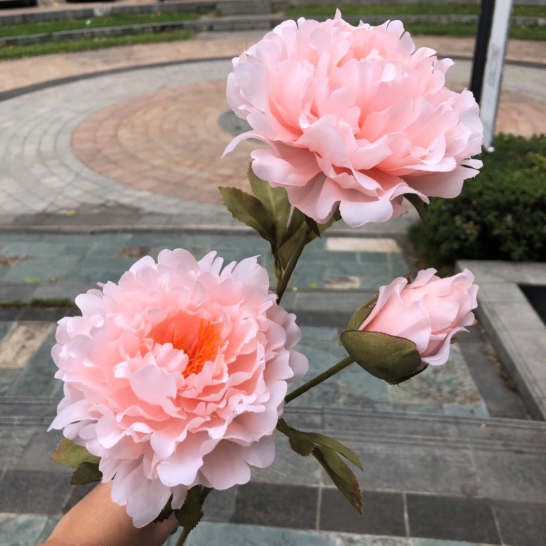 Simulación del Día de San Valentín rosa fabricante 3 sola rama multi-cabeza rosa decoración de la boda flor falsa al por mayor