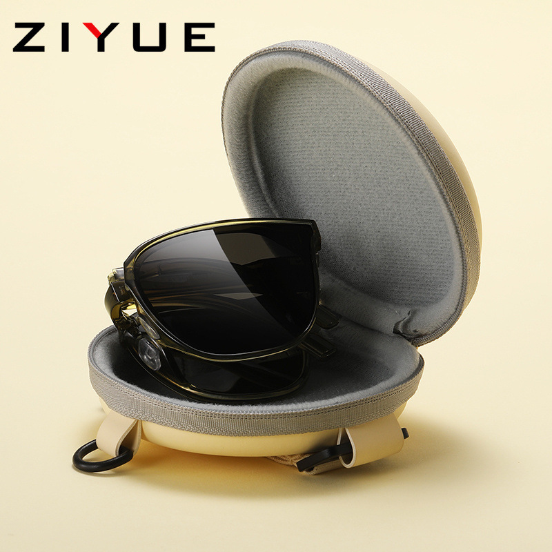 New Folding Polarized Sunglasses Men's Summer Anti-UV Women's Korean-style Street Shade Slim-looking Storage Sunglasses