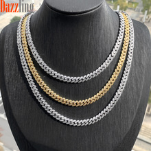 外贸嘻哈锆石古巴链女款6MM镶钻项链时尚饰品手链脚链批发现货