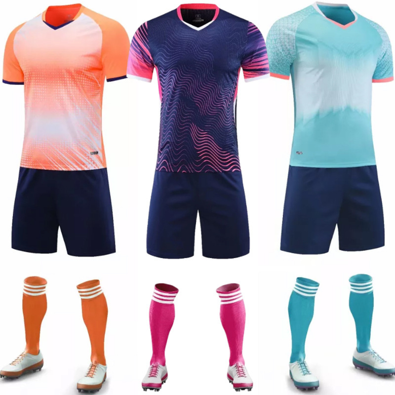 Football Uniform Suit Men's Printed Adult Game Training Team Uniform Sports Children's Short-Sleeved Football Uniform Printed Number Summer