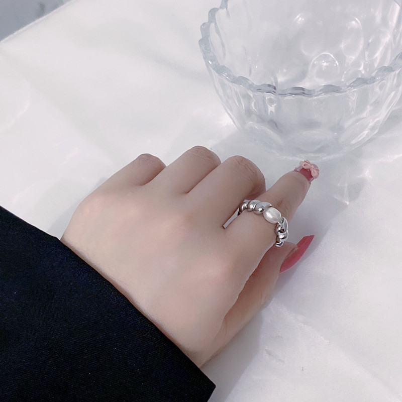 INS Style Solid Color Titanium Steel Pearl Rings 1 Piece